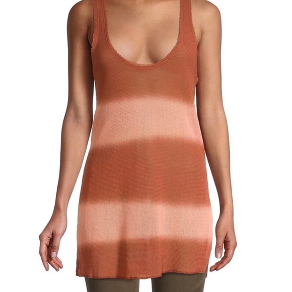 Free People Tops - NEW Free People Joni Stripe Cotton MAXI TEE Tank Top CITRUS OB1136935 NWT SMALL